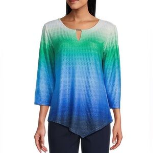 Allison Daley Green and Blue Ombre Blouse